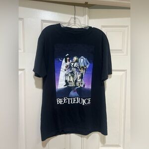 VTG Beetlejuice Shirt Men Medium Black Short‎ Sleeves Graphic Tee Movie Promo